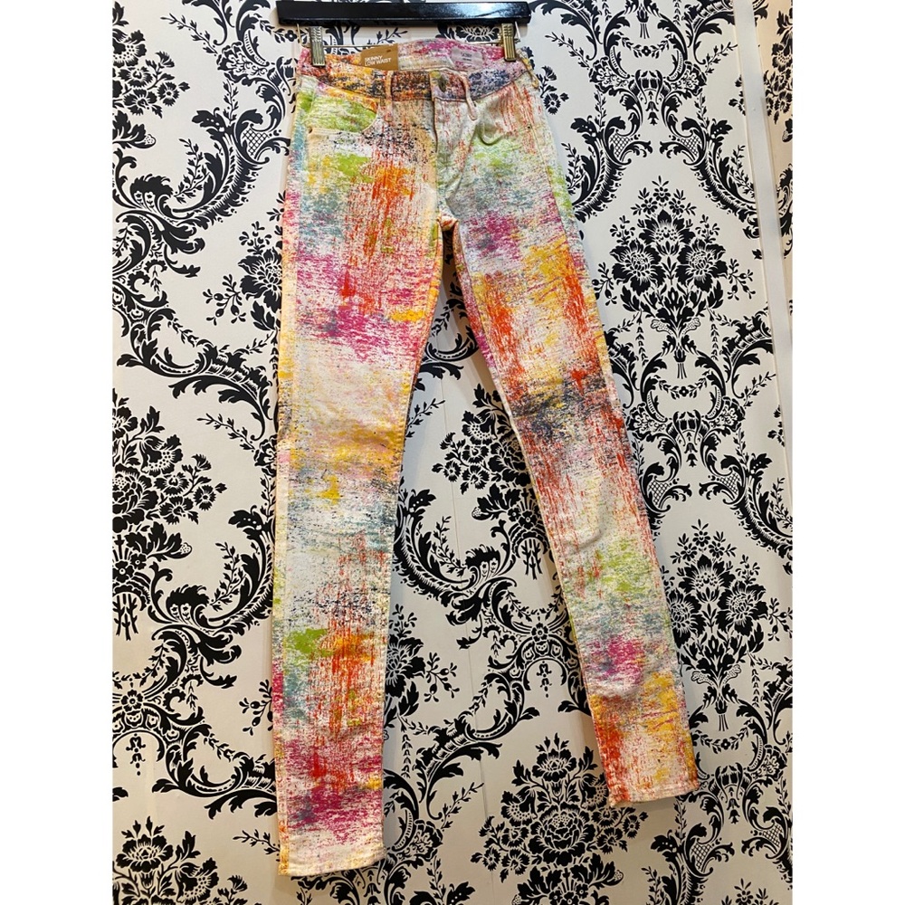 H&M multicolored paint splattered jeans